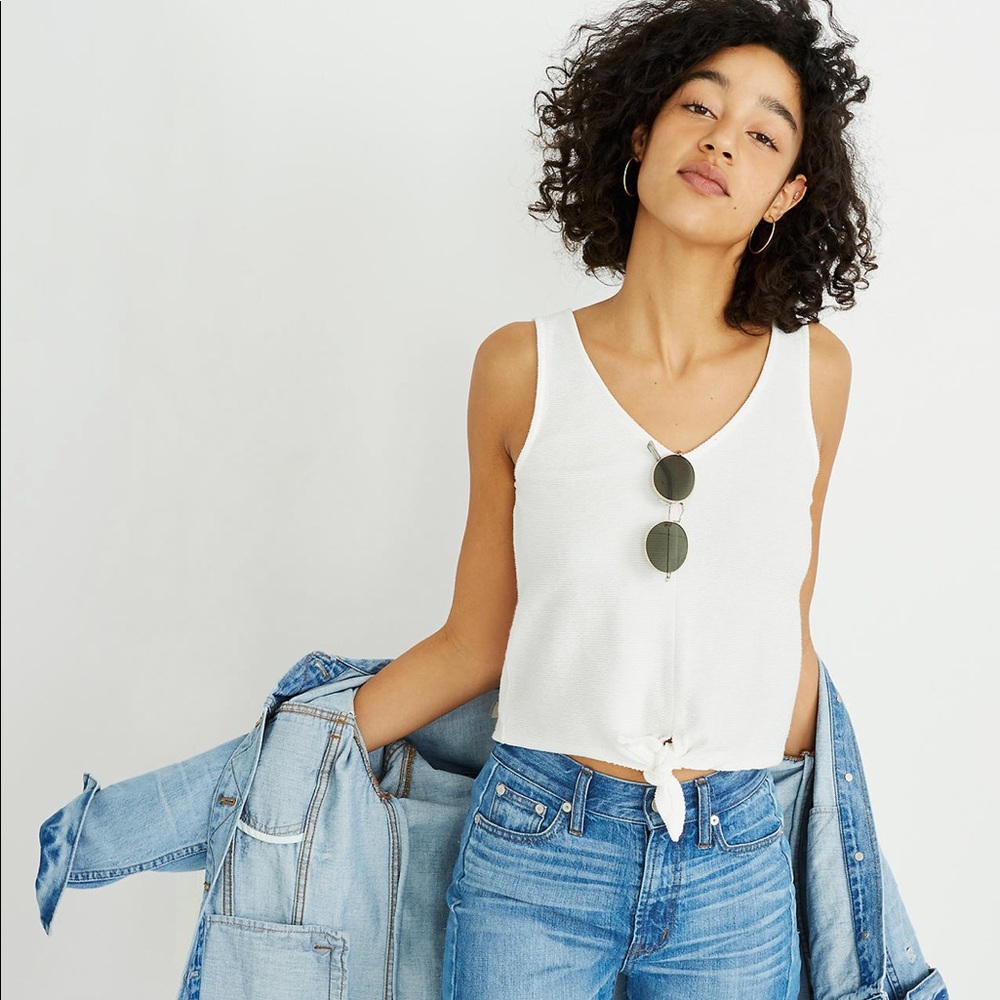 Madewell black texture and thread tank